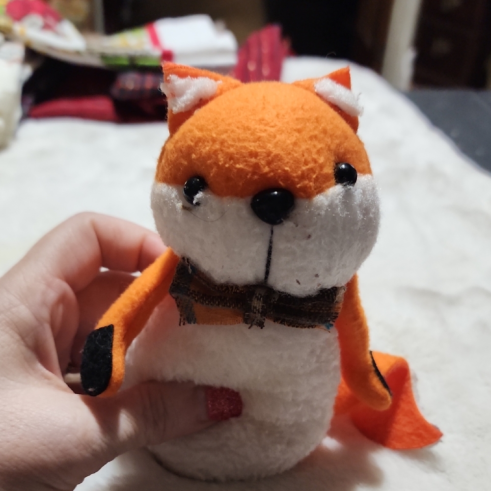 Orange and White Fox Plush Toy